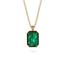 Halo Emerald Cut Emerald Necklace - Izabella No. 34 image 1