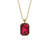 Halo Emerald Cut Ruby Necklace - Izabella No. 40