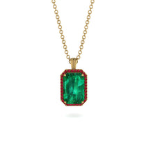 Halo Emerald Cut Emerald Necklace - Izabella No. 49 image 1