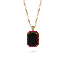 Halo Emerald Cut Black Diamond Necklace - Izabella No. 52 image 1