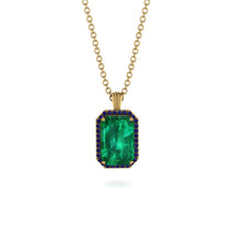 Halo Emerald Cut Emerald Necklace - Izabella No. 64 image 1