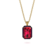 Halo Emerald Cut Ruby Necklace - Izabella No. 70 image 1