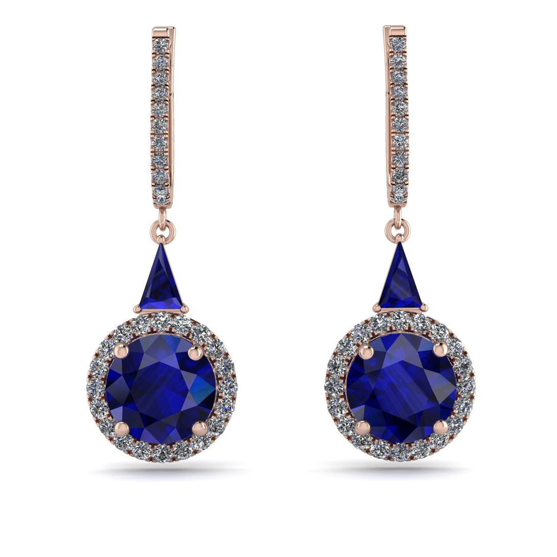 Hidden Halo Sapphire Earrings - Joanna No. 14