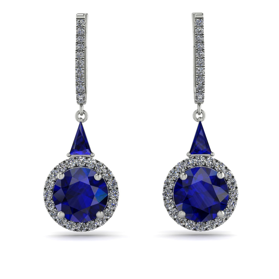 Hidden Halo Sapphire Earrings - Joanna No. 15