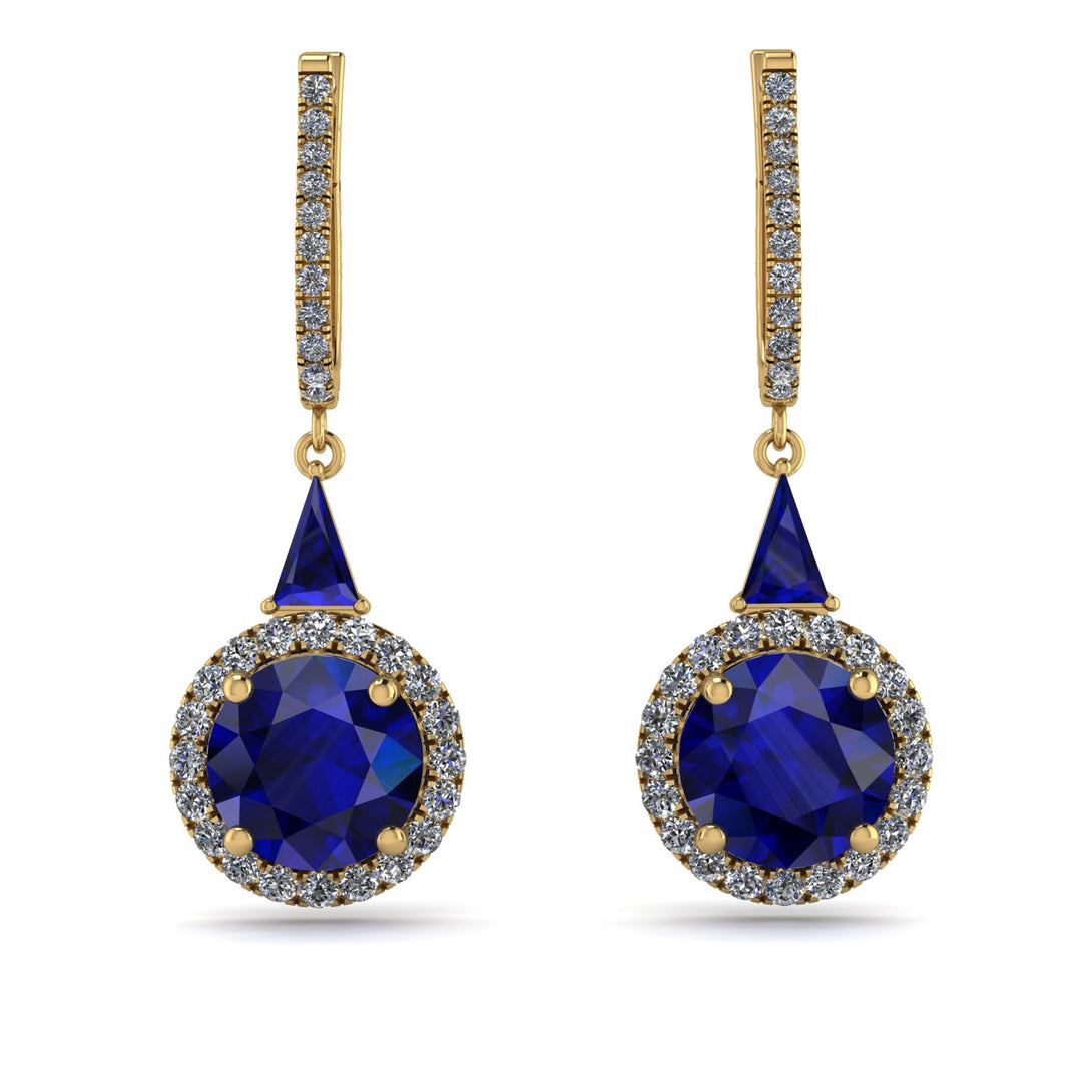 Hidden Halo Sapphire Earrings - Joanna No. 13