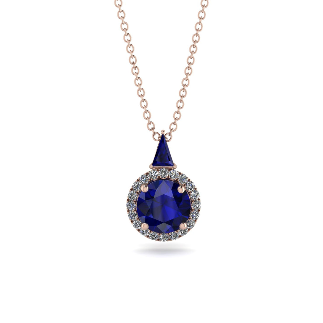 Hidden Halo Sapphire Necklace - Joanna No. 14