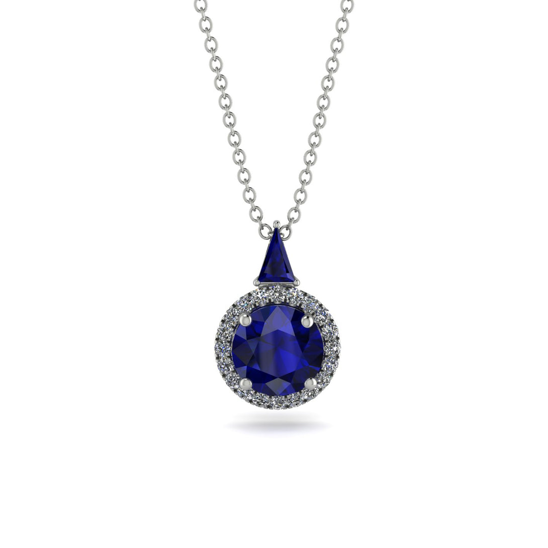 Hidden Halo Sapphire Necklace - Joanna No. 15