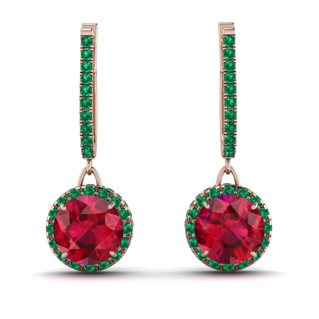 Hidden Halo Ruby Hoop Earrings - Catalina No. 26