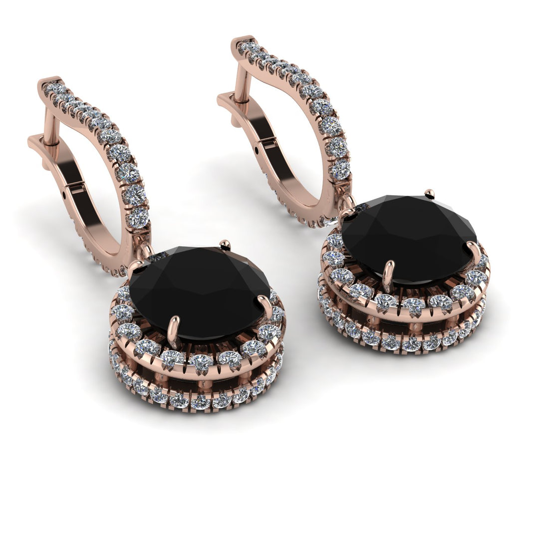 Hidden Halo Black Diamond Hoop Earrings - Catalina No. 8