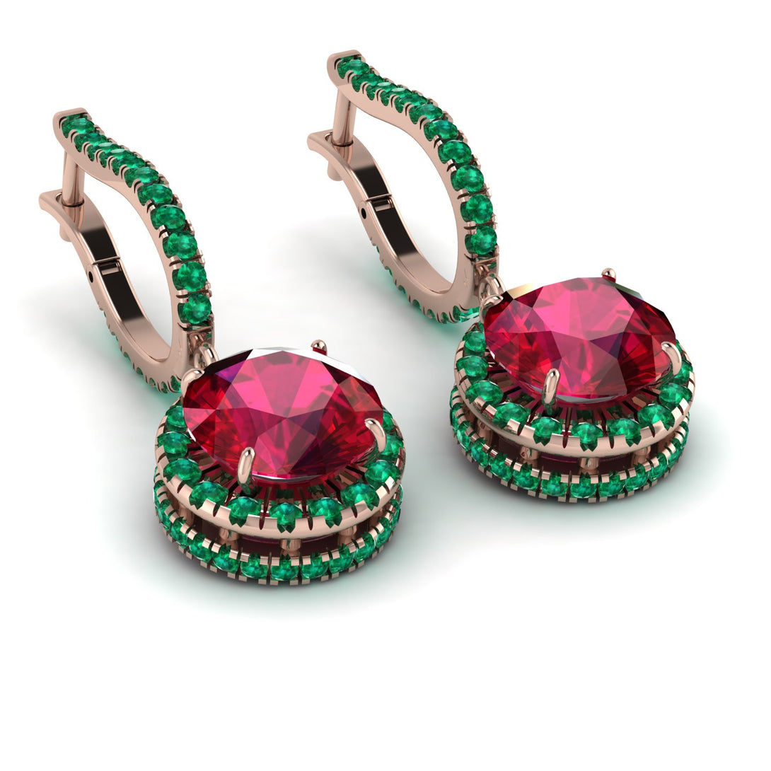 Hidden Halo Ruby Hoop Earrings - Catalina No. 26