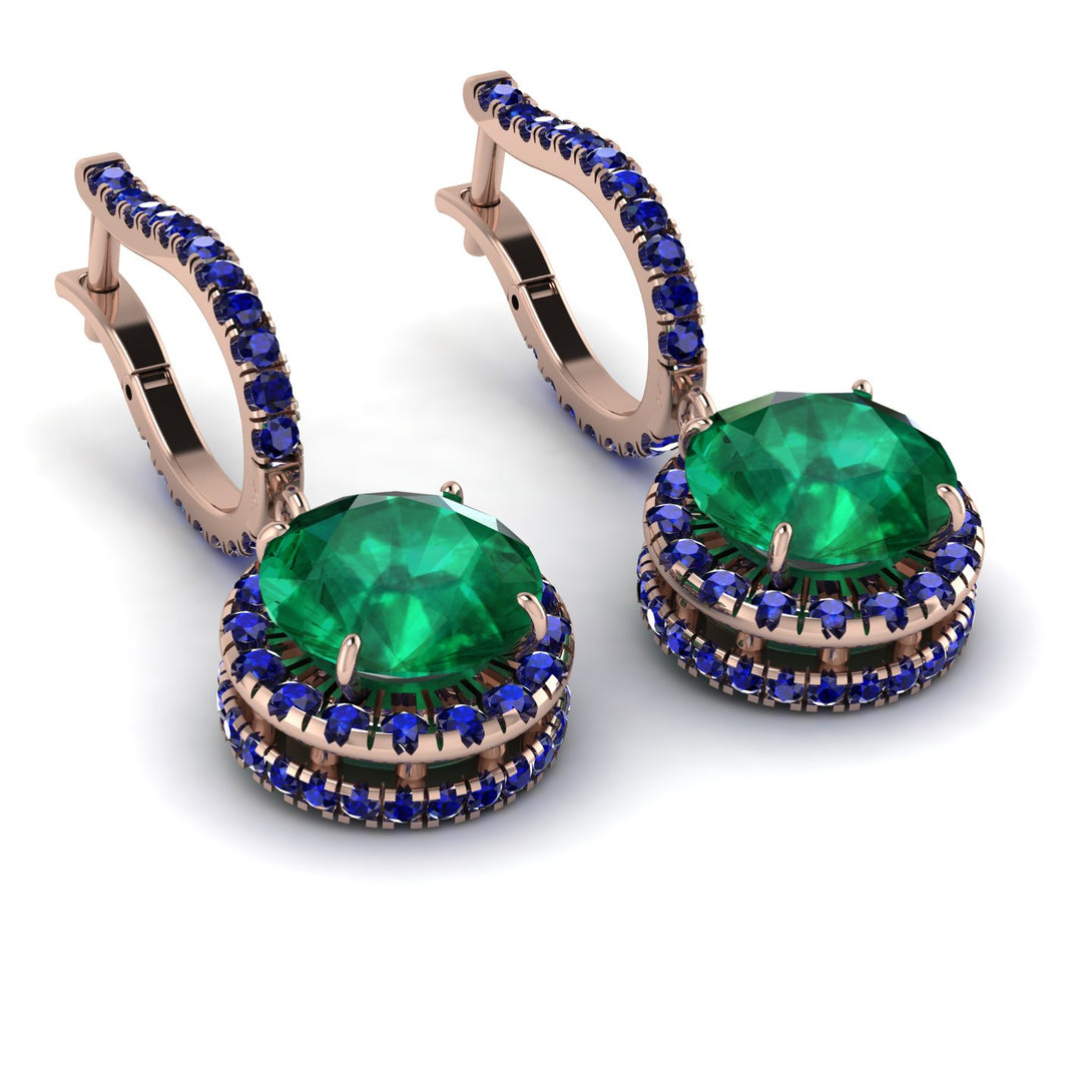 Hidden Halo Emerald Hoop Earrings - Catalina No. 65