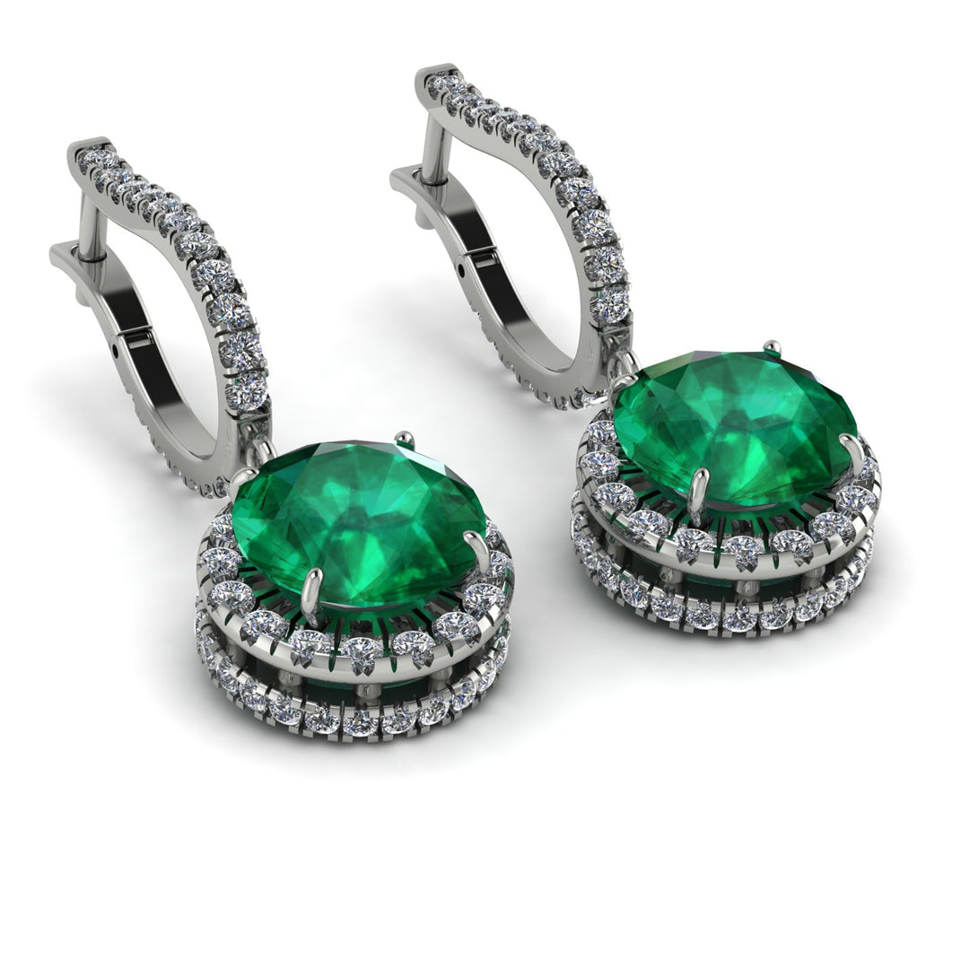 Hidden Halo Emerald Hoop Earrings - Catalina No. 6