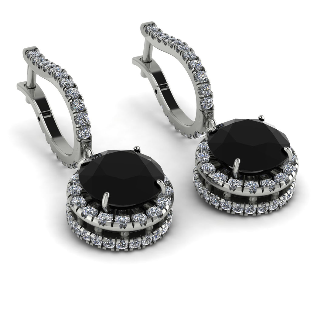 Hidden Halo Black Diamond Hoop Earrings - Catalina No. 9