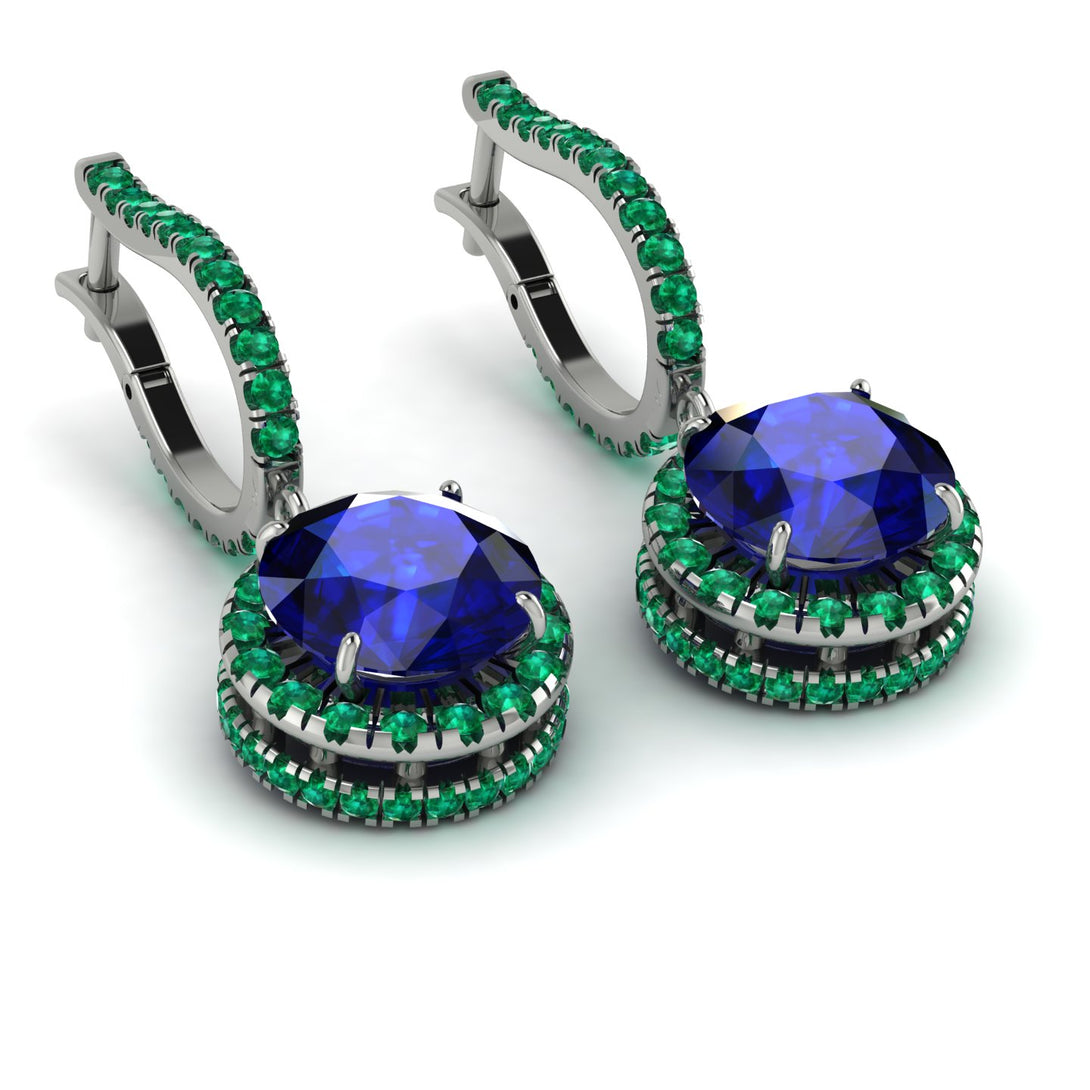 Hidden Halo Sapphire Hoop Earrings - Catalina No. 30