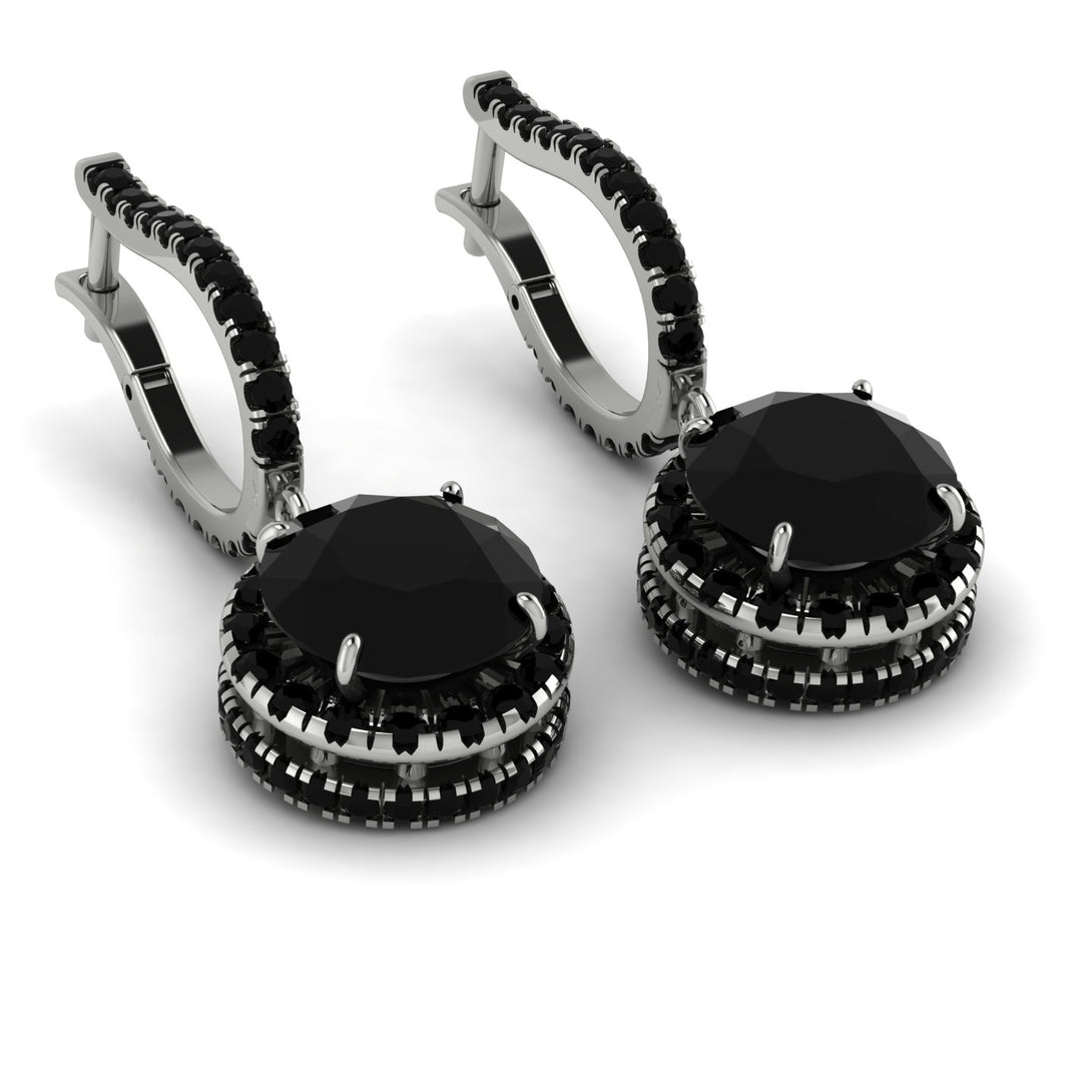 Hidden Halo Black Diamond Hoop Earrings - Catalina No. 39