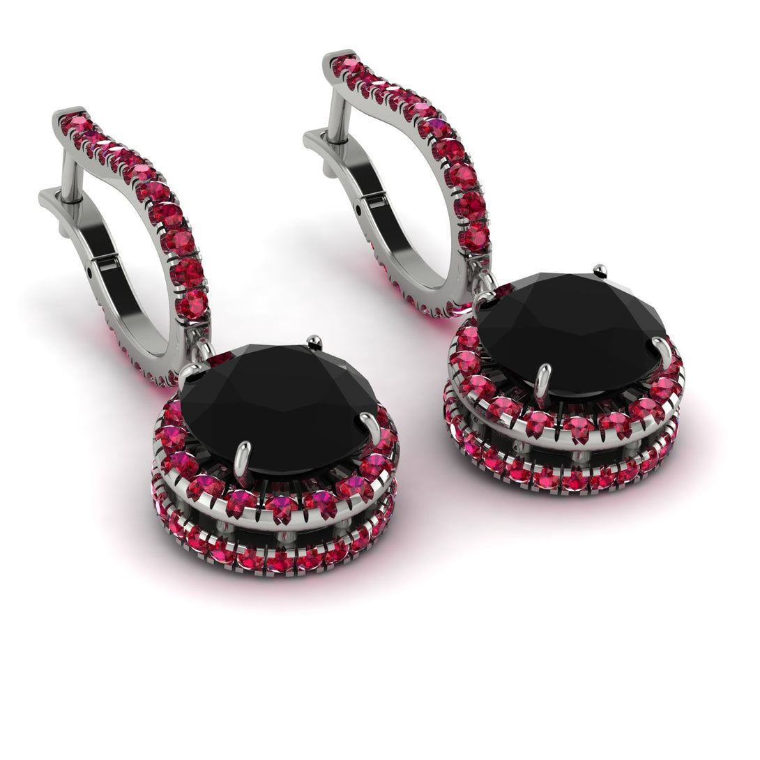 Hidden Halo Black Diamond Hoop Earrings - Catalina No. 54
