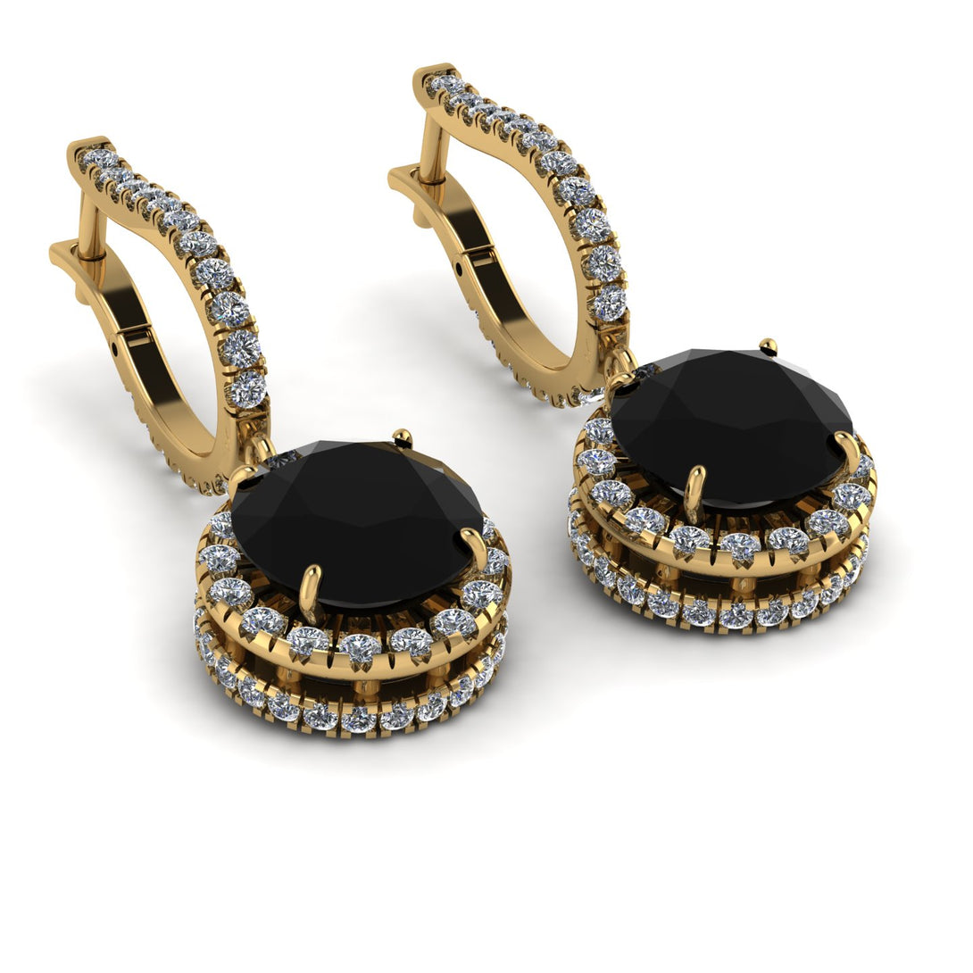 Hidden Halo Black Diamond Hoop Earrings - Catalina No. 7