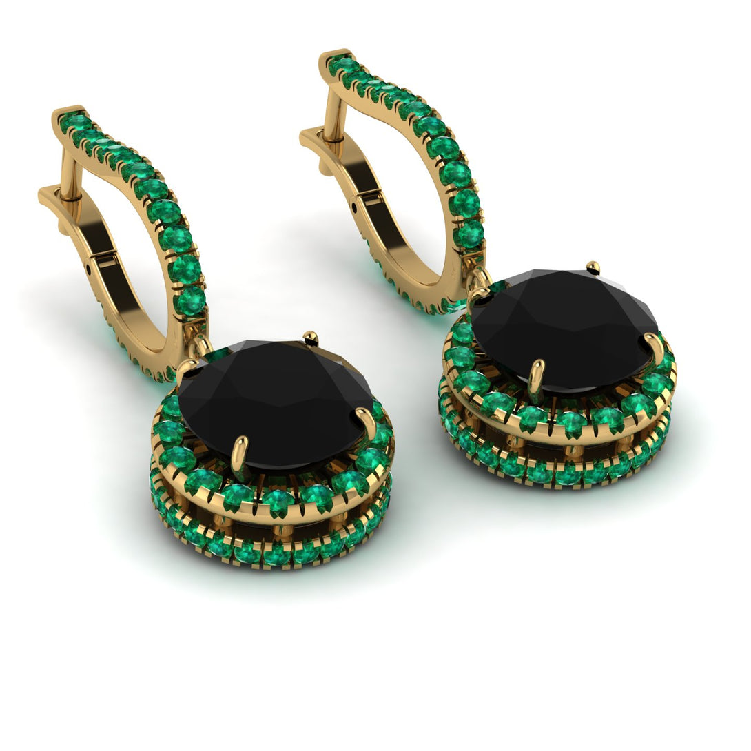 Hidden Halo Black Diamond Hoop Earrings - Catalina No. 22