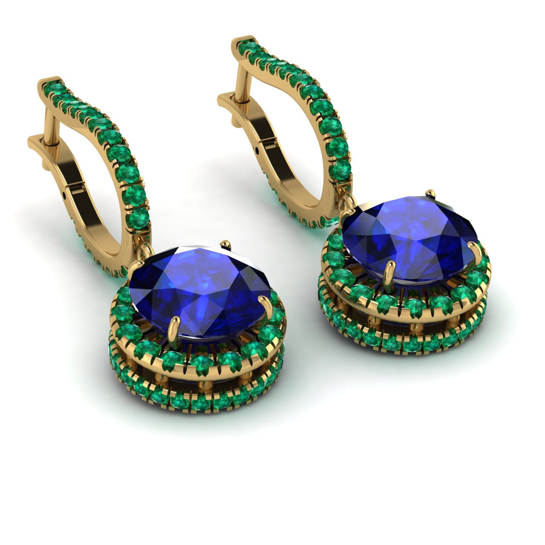 Hidden Halo Sapphire Hoop Earrings - Catalina No. 28