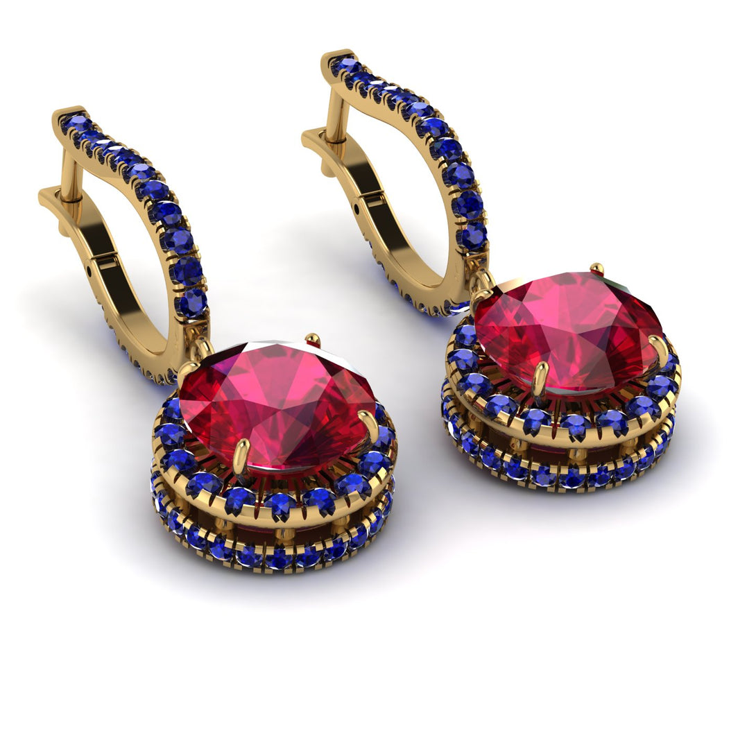 Hidden Halo Ruby Hoop Earrings - Catalina No. 70