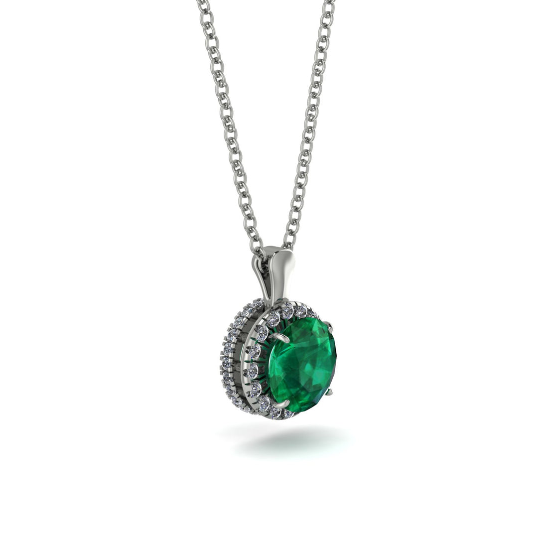 Hidden Halo Emerald Necklace - Catalina No. 6