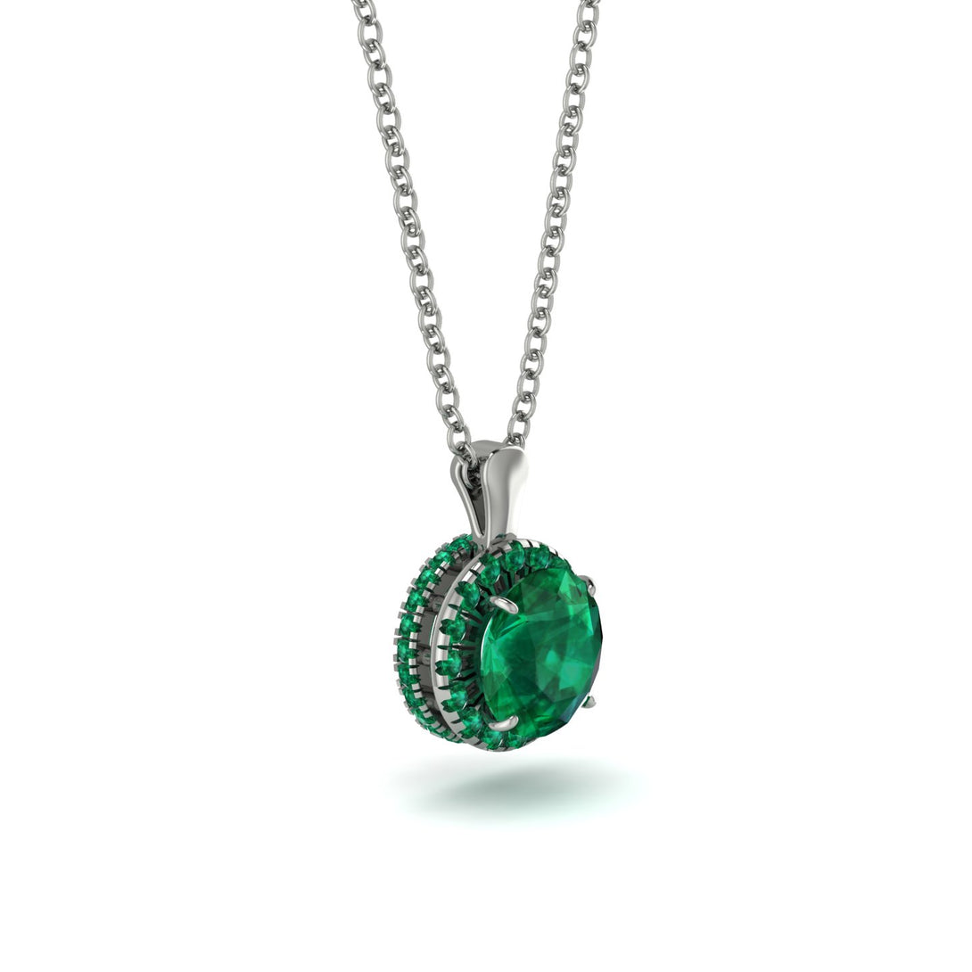 Hidden Halo Emerald Necklace - Catalina No. 21