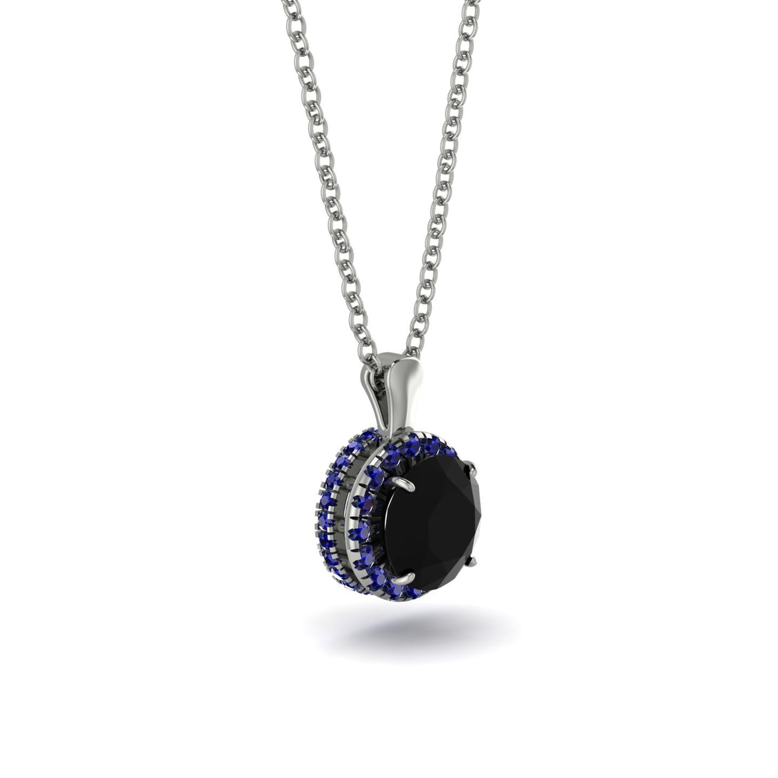 Hidden Halo Black Diamond Necklace - Catalina No. 69