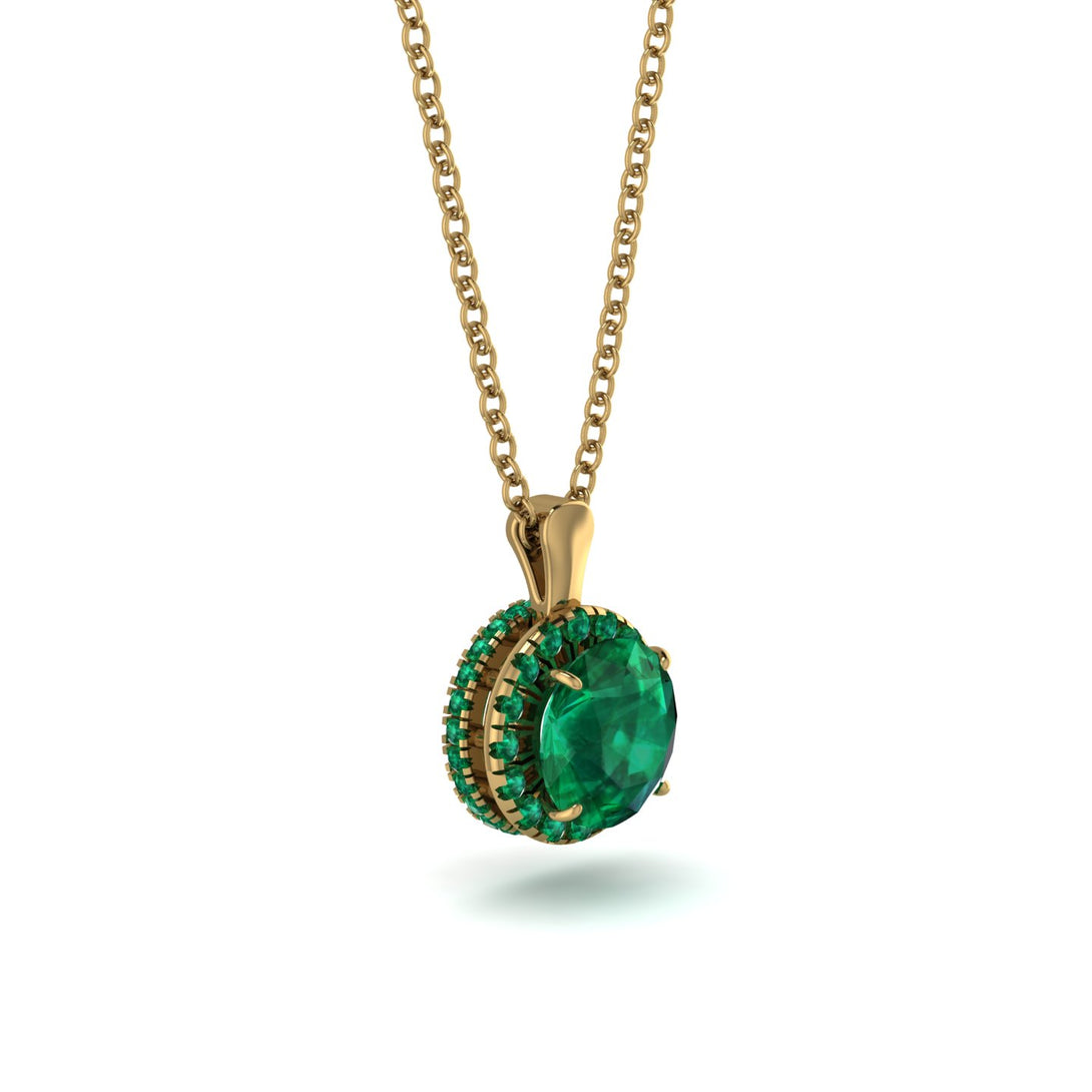 Hidden Halo Emerald Necklace - Catalina No. 19