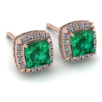 Hidden Halo Princess Emerald Earrings - Georgia No. 5 image 1