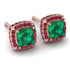 Hidden Halo Princess Emerald Earrings - Georgia No. 50 image 1