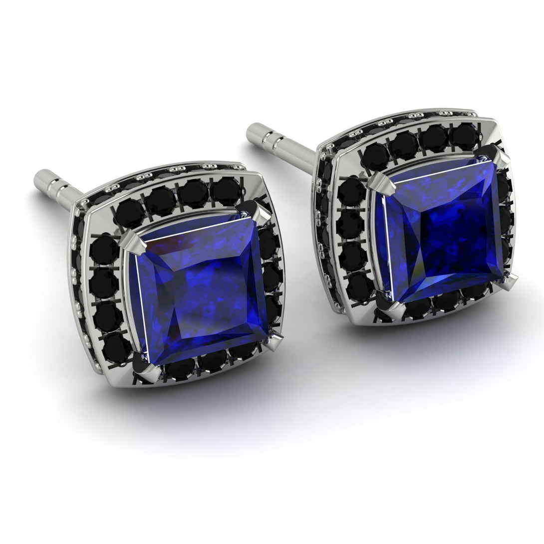 Hidden Halo Princess Sapphire Earrings - Georgia No. 45