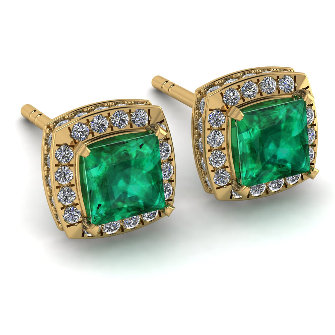 Hidden Halo Princess Emerald Earrings - Georgia No. 4