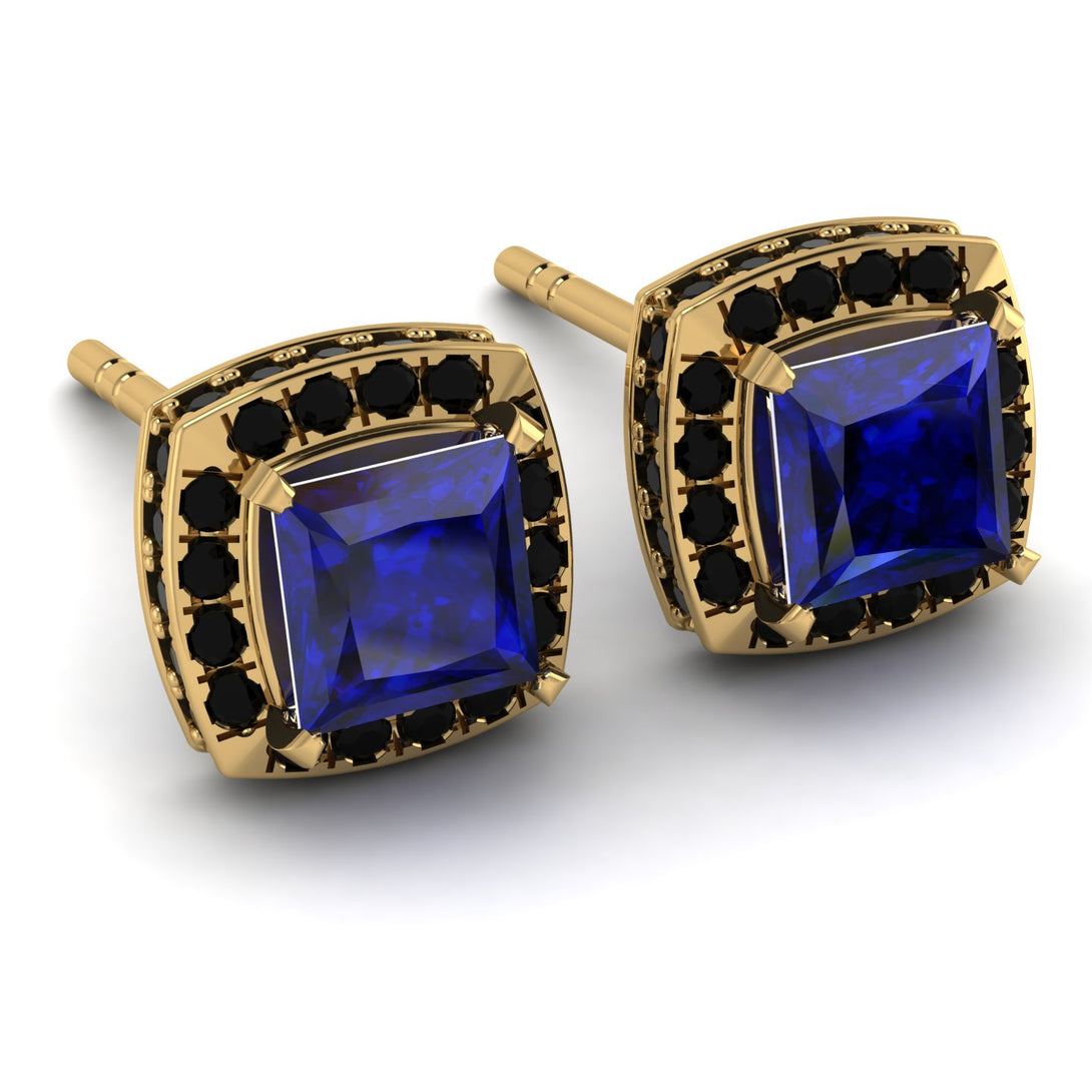 Hidden Halo Princess Sapphire Earrings - Georgia No. 43