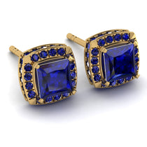 Hidden Halo Princess Sapphire Earrings - Georgia No. 73 image 1
