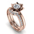 Lotus Rose Gold Solitaire Bridal Set - 1 Carat Round Cut - Lotus no. 23