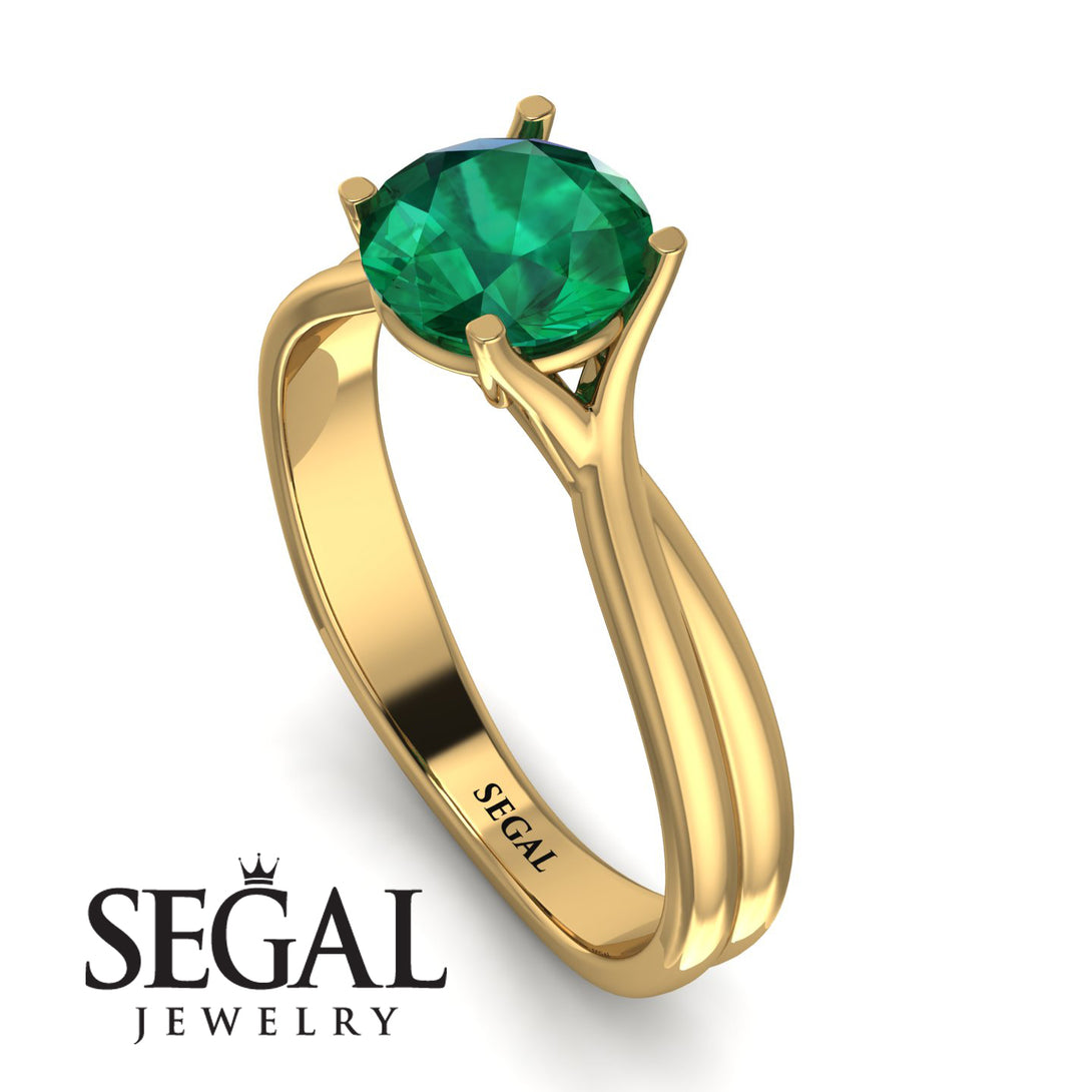 Solitaire Twist Shank Emerald Ring - Eleanor No. 4