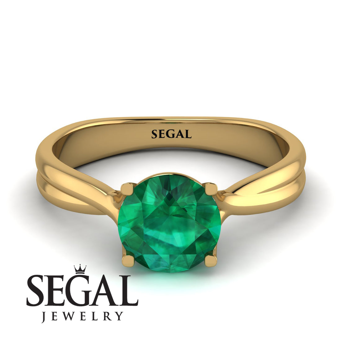 Solitaire Twist Shank Emerald Ring - Eleanor No. 4