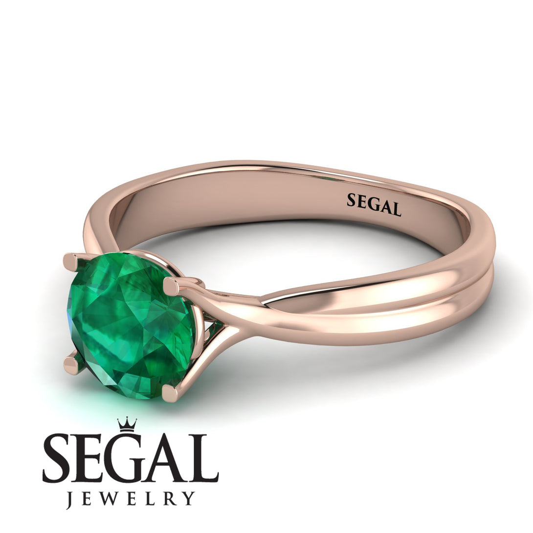 Solitaire Twist Shank Emerald Ring - Eleanor No. 5