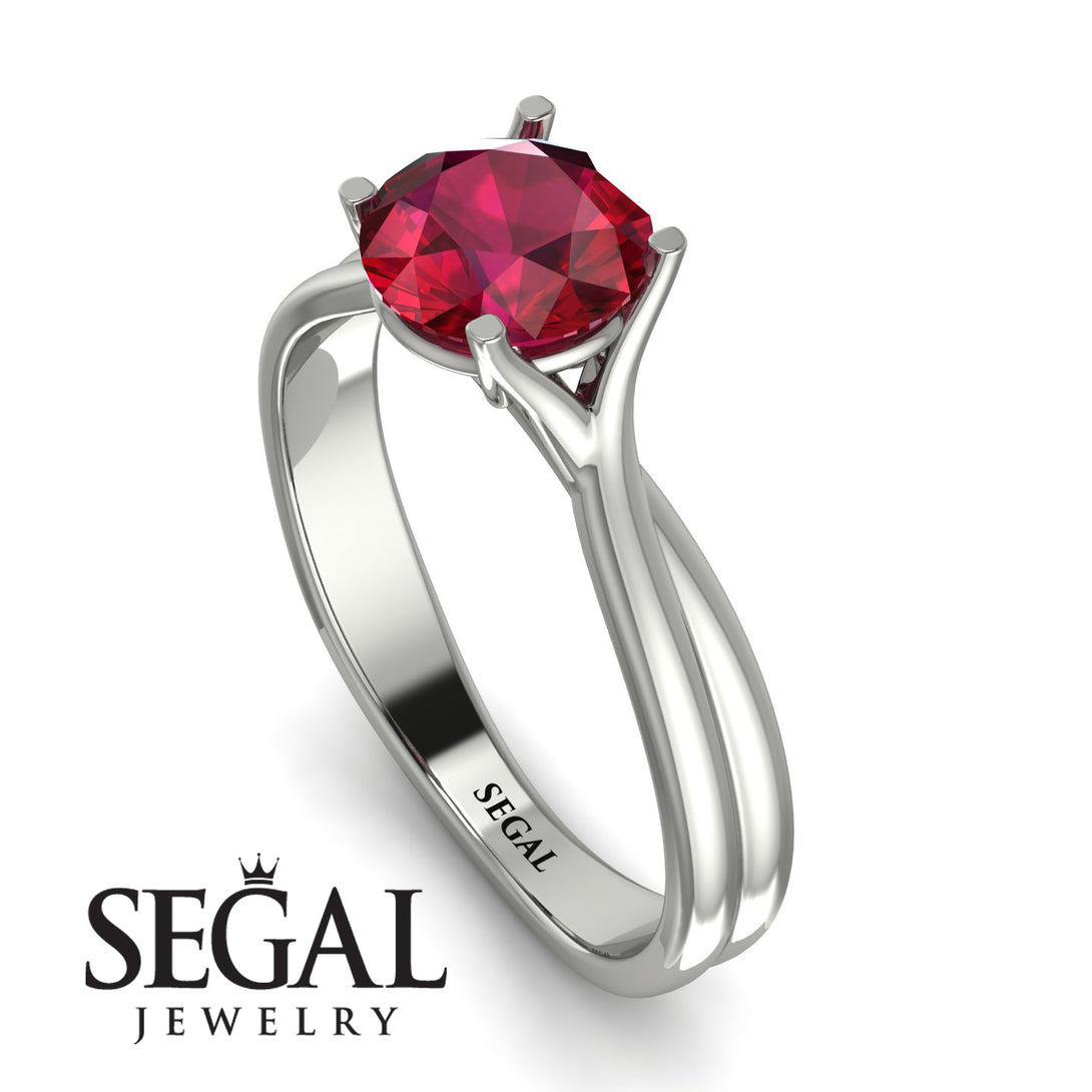 Solitaire Twist Shank Ruby Ring - Eleanor No. 12