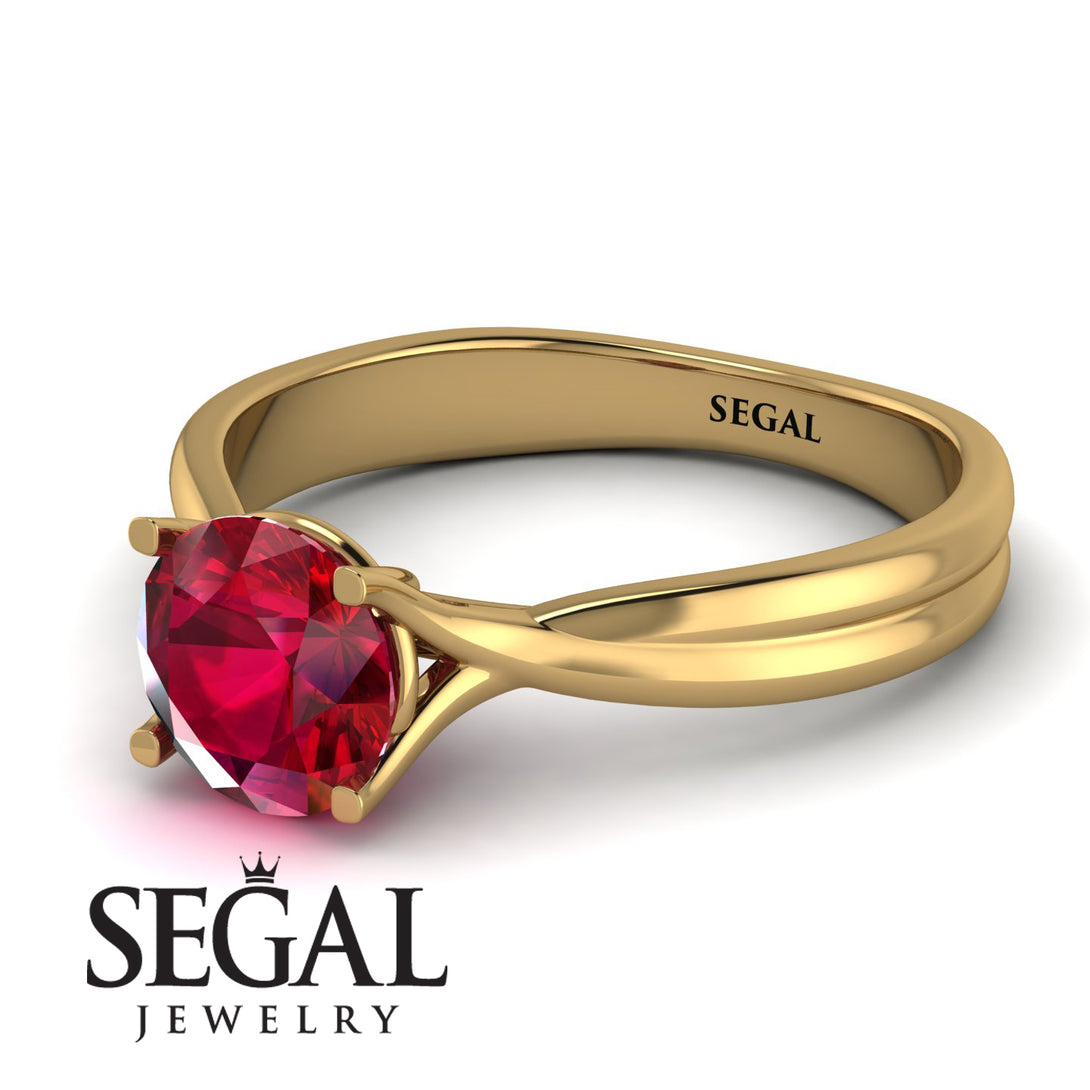 Solitaire Twist Shank Ruby Ring - Eleanor No. 10