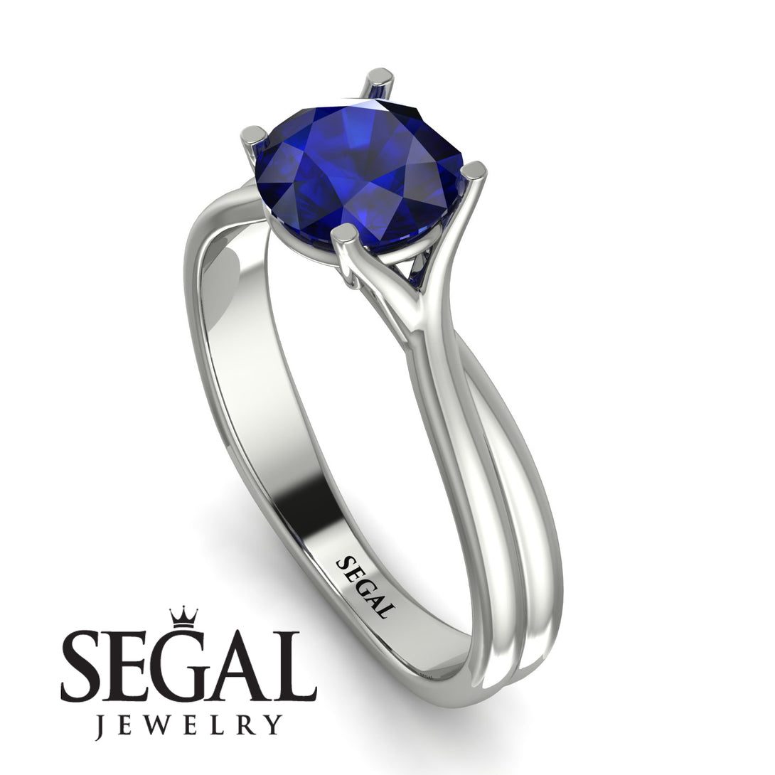 Solitaire Twist Shank Sapphire Ring - Eleanor No. 15