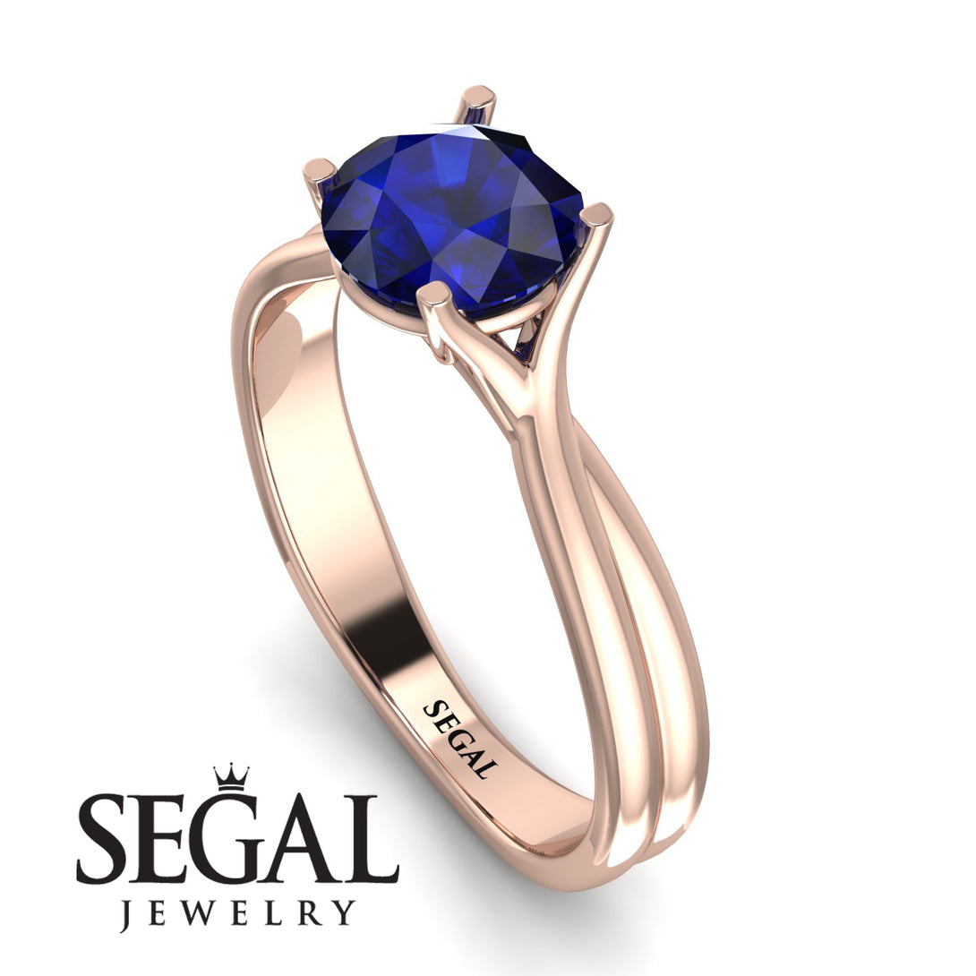 Solitaire Twist Shank Sapphire Ring - Eleanor No. 14