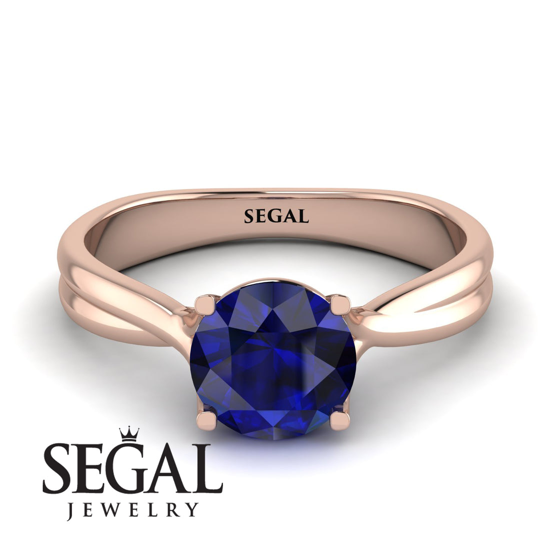 Solitaire Twist Shank Sapphire Ring - Eleanor No. 14