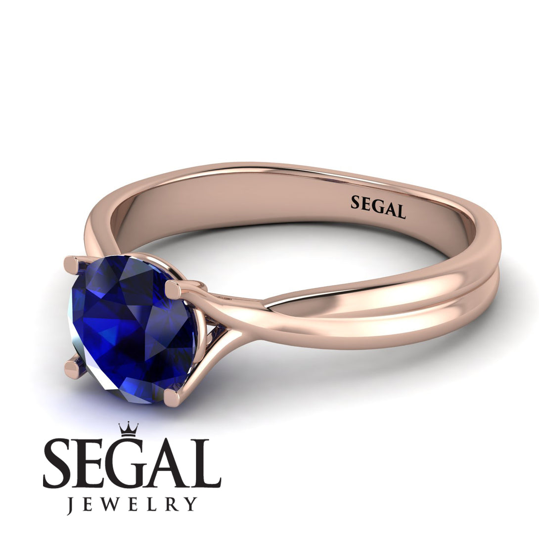 Solitaire Twist Shank Sapphire Ring - Eleanor No. 14