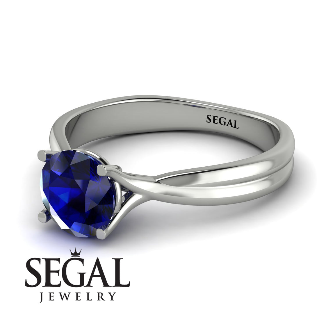 Solitaire Twist Shank Sapphire Ring - Eleanor No. 15