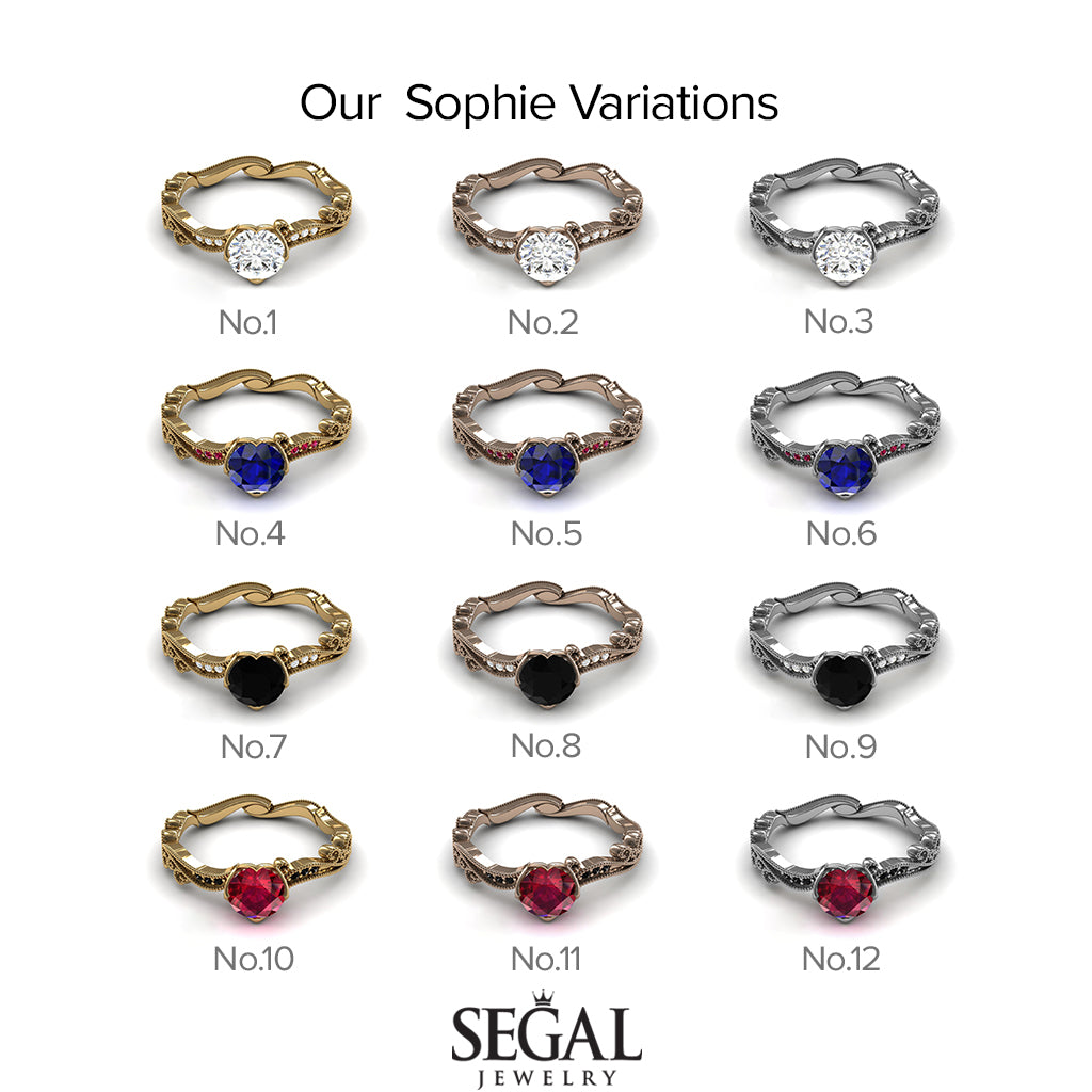 Painter's Muse - Vintage Style Black Diamond Engagement Ring - Sophie no. 14
