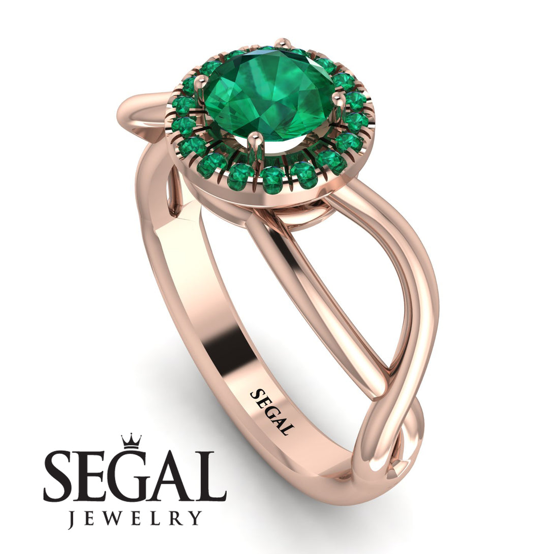 Split Shank Halo Emerald Engagement Ring - Adriana No. 20