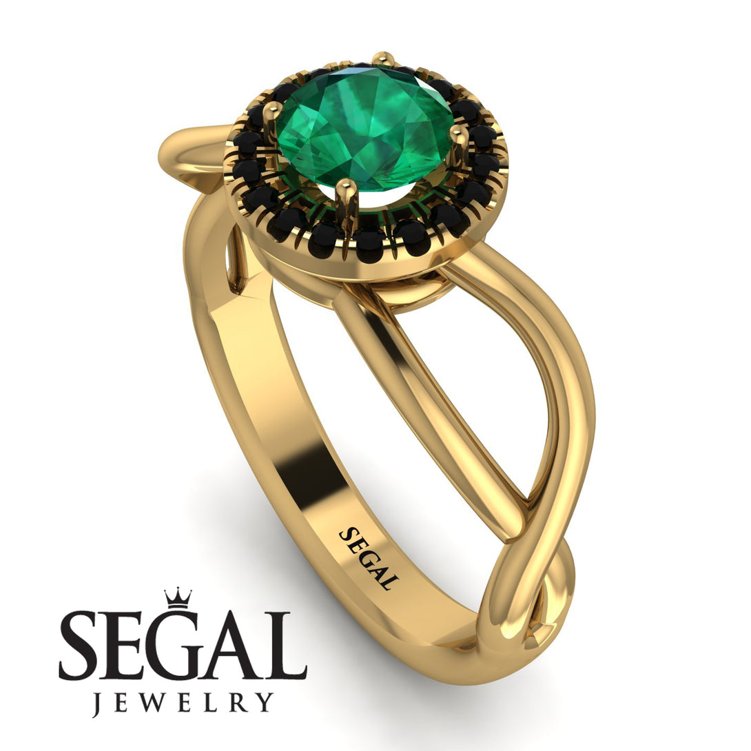 Split Shank Halo Emerald Engagement Ring - Adriana No. 34