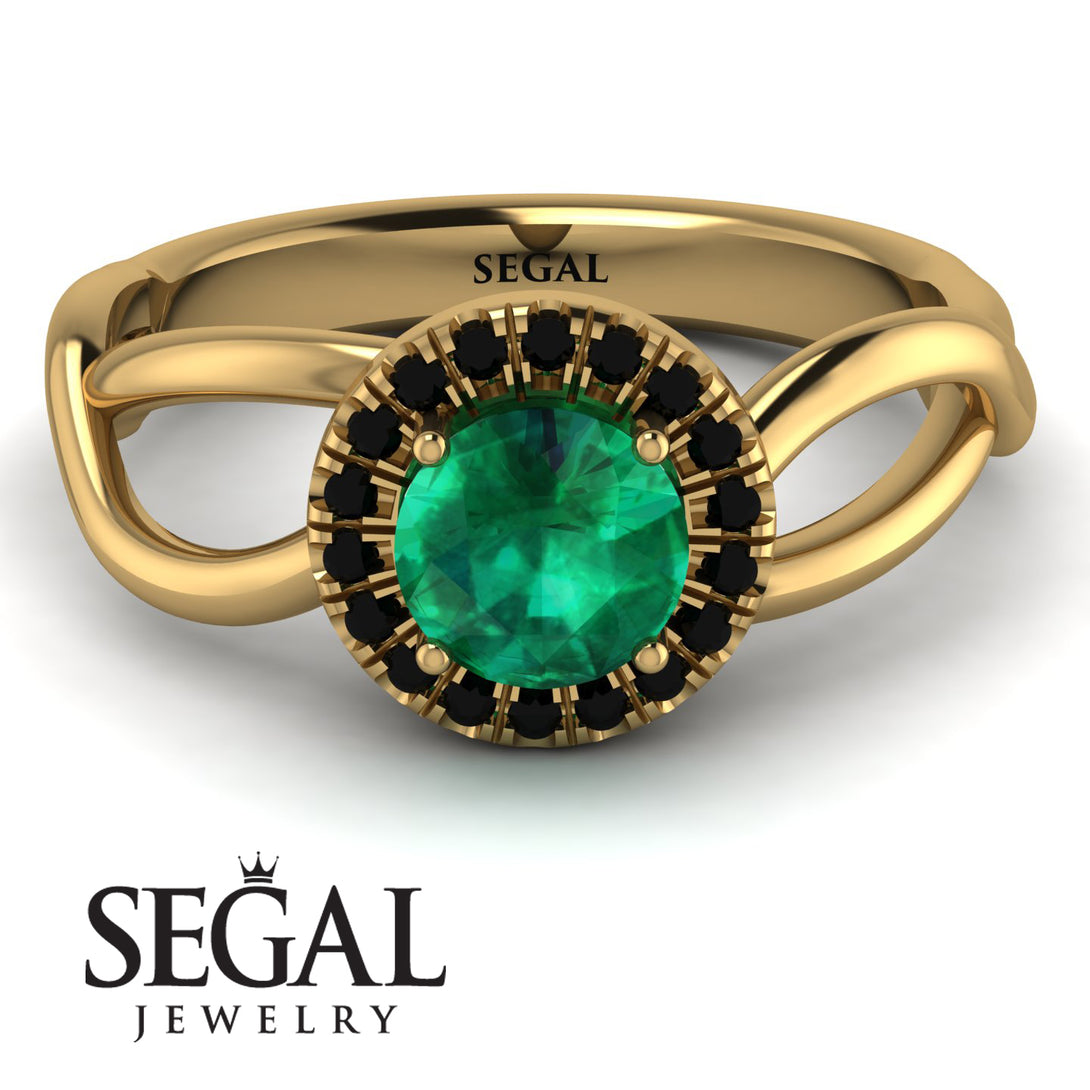Split Shank Halo Emerald Engagement Ring - Adriana No. 34