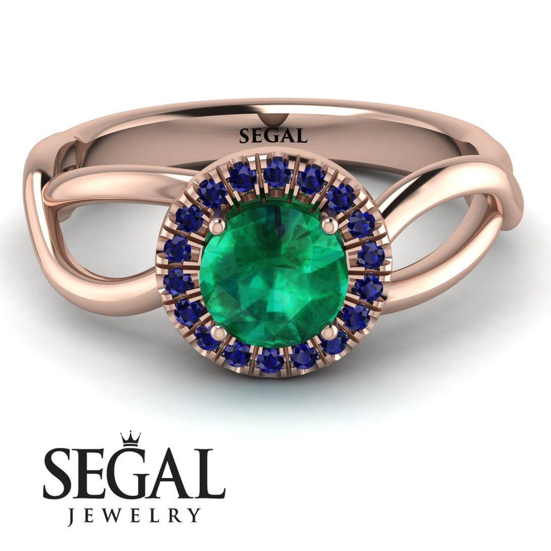 Split Shank Halo Emerald Engagement Ring - Adriana No. 65